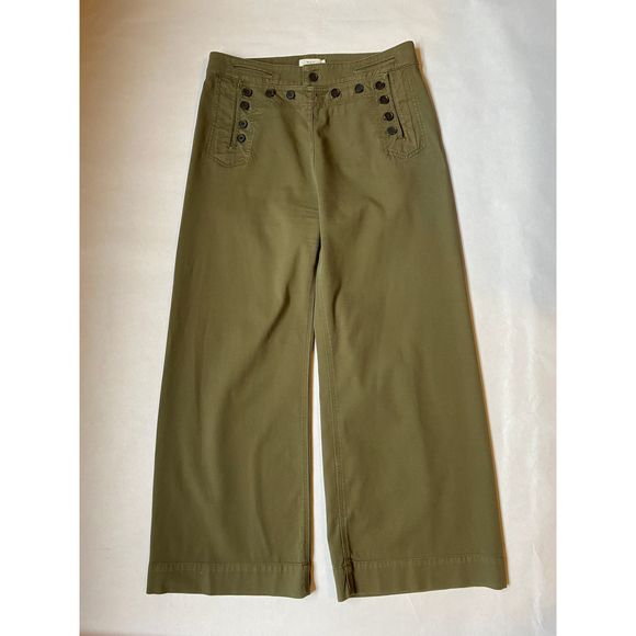 A.L.C. Pants - A.L.C. Wide Leg High-Waist Green Cropped Pants